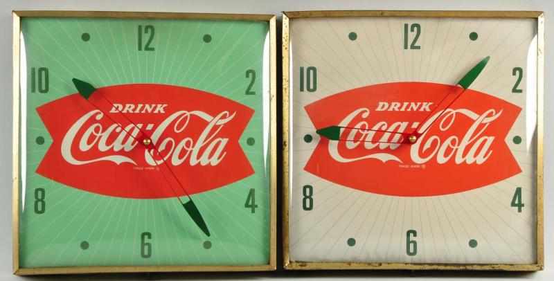 Appraisal: Lot of s Coca-Cola Electric Clocks Description Only light surface