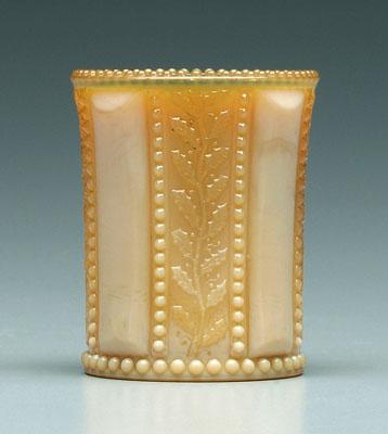 Appraisal: Holly Amber tumbler beaded borders Greentown Indiana Glass Company -