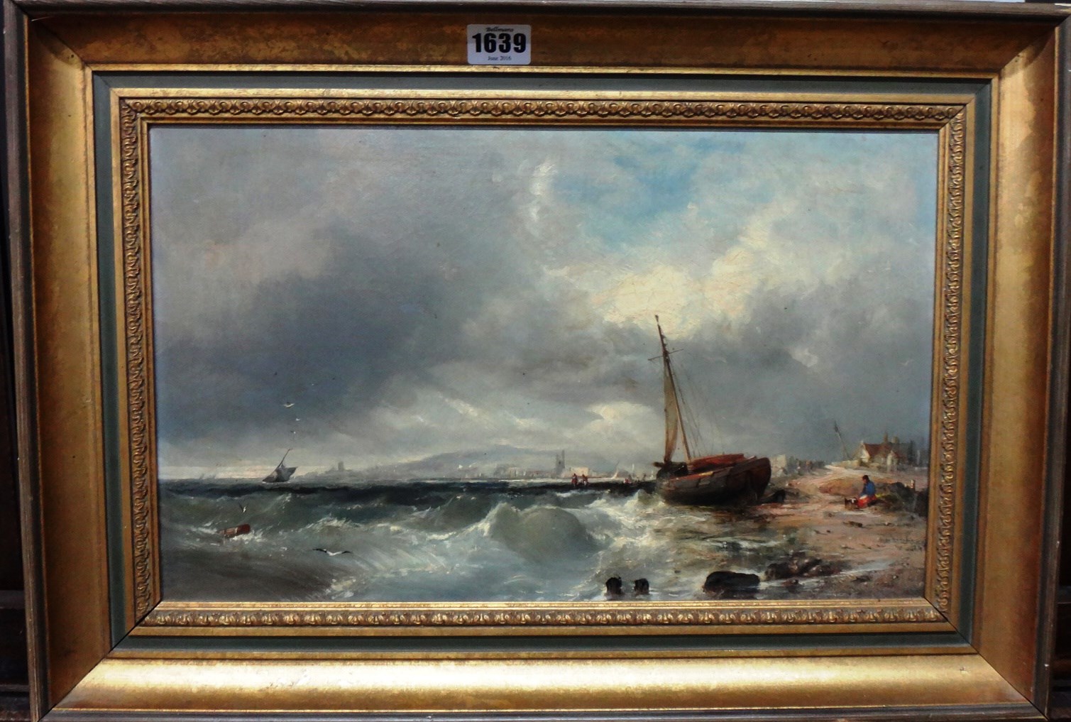 Appraisal: English School th century Coastal view oil on canvas cm