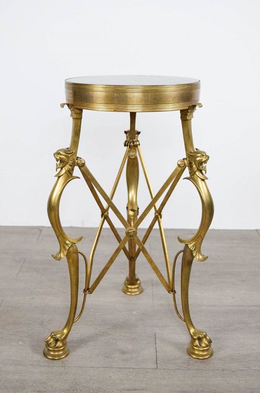 Appraisal: Bronze Marble Top Gueridon Bronze Marble Top Gueridon on Brass