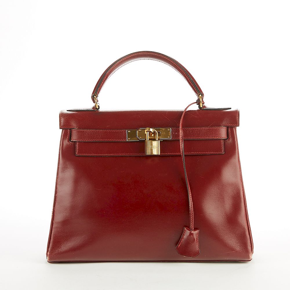 Appraisal: Hermes Vintage Box Kelly Retourne s Purse Hermes France Rouge