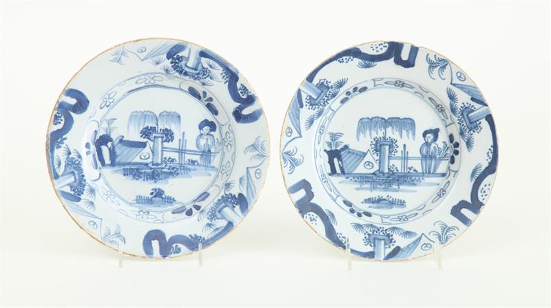 Appraisal: PAIR OF DUTCH BLUE AND WHITE DELFT PLATES One marked