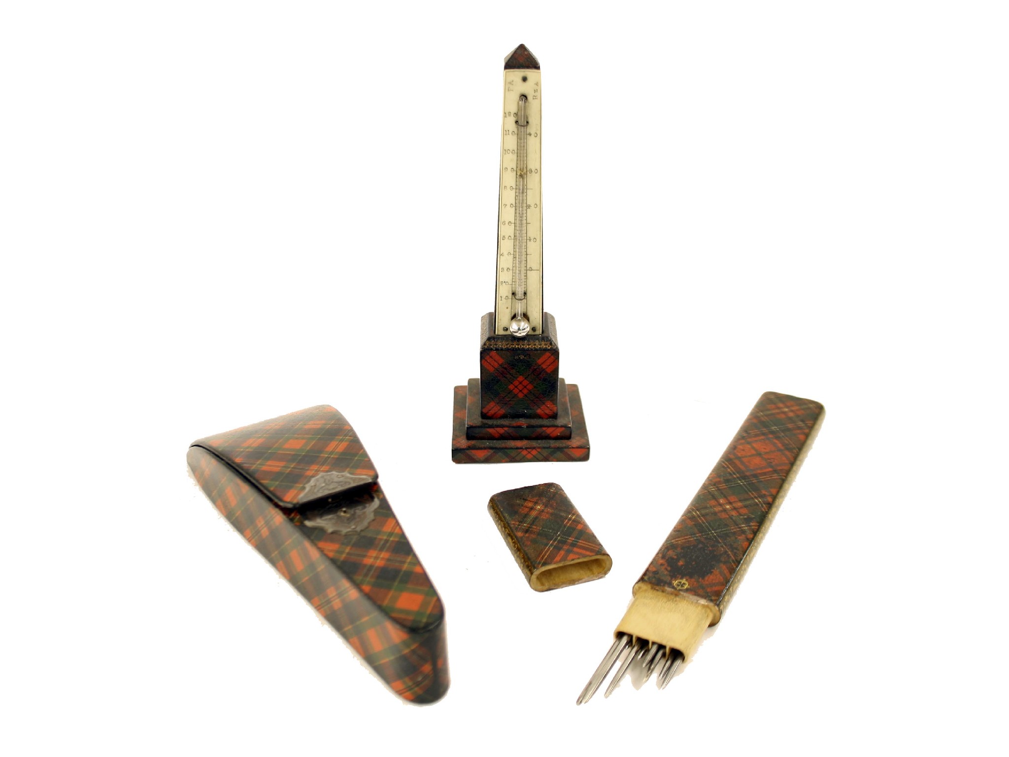 Appraisal: Tartan ware - McDuff desk thermometer high tube broken McPherson