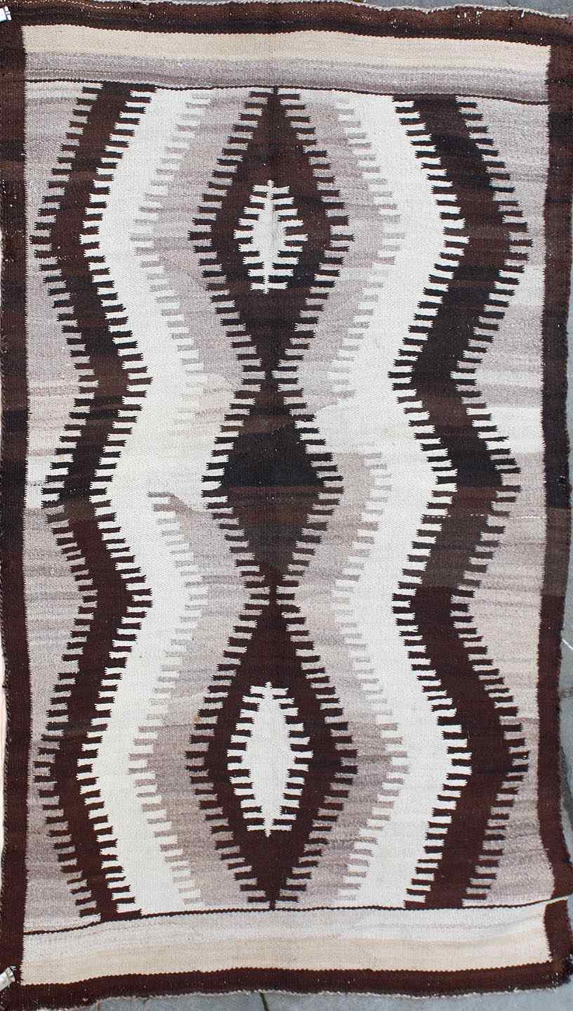 Appraisal: NATIVE AMERICAN RUG ' x ' '' Zigzag pattern forms