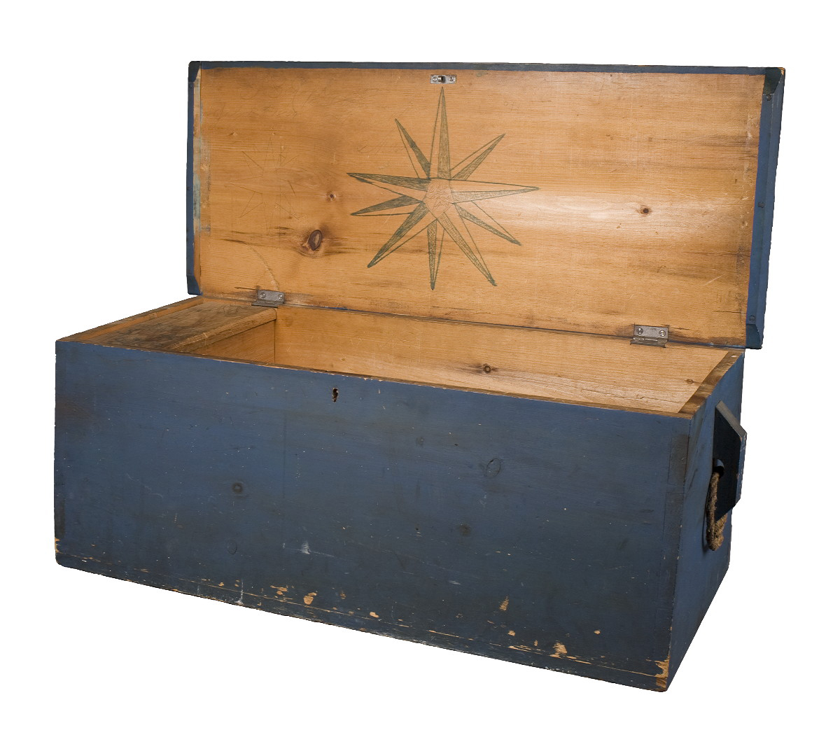 Appraisal: BLUE-PAINTED SEA CHEST ONCE BELONGING TO E E HOPKINSON The