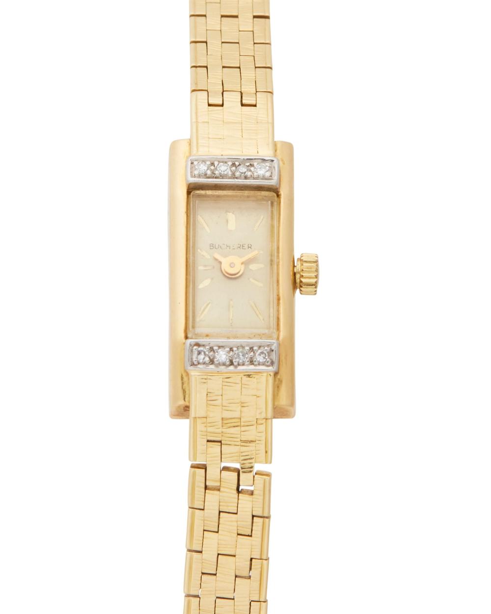 Appraisal: A BUCHERER GOLD WRISTWATCHA Bucherer gold wristwatch 's k yellow