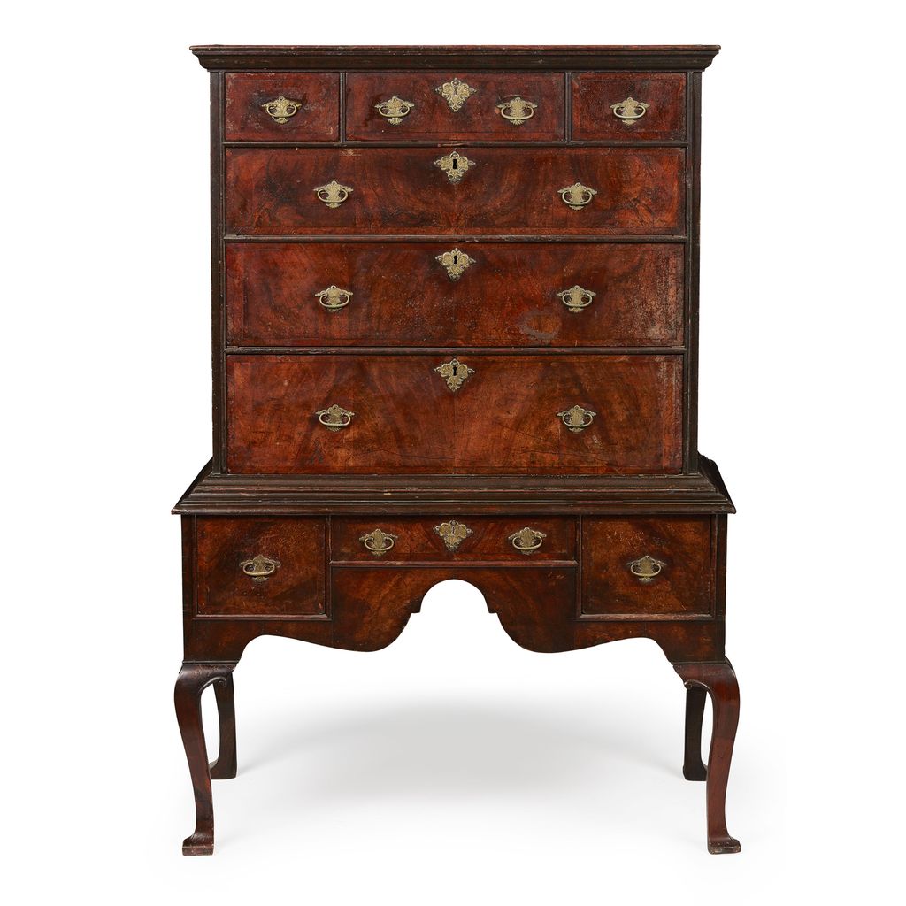 Appraisal: GEORGE II WALNUT CHEST ON STAND EARLY TH CENTURY the