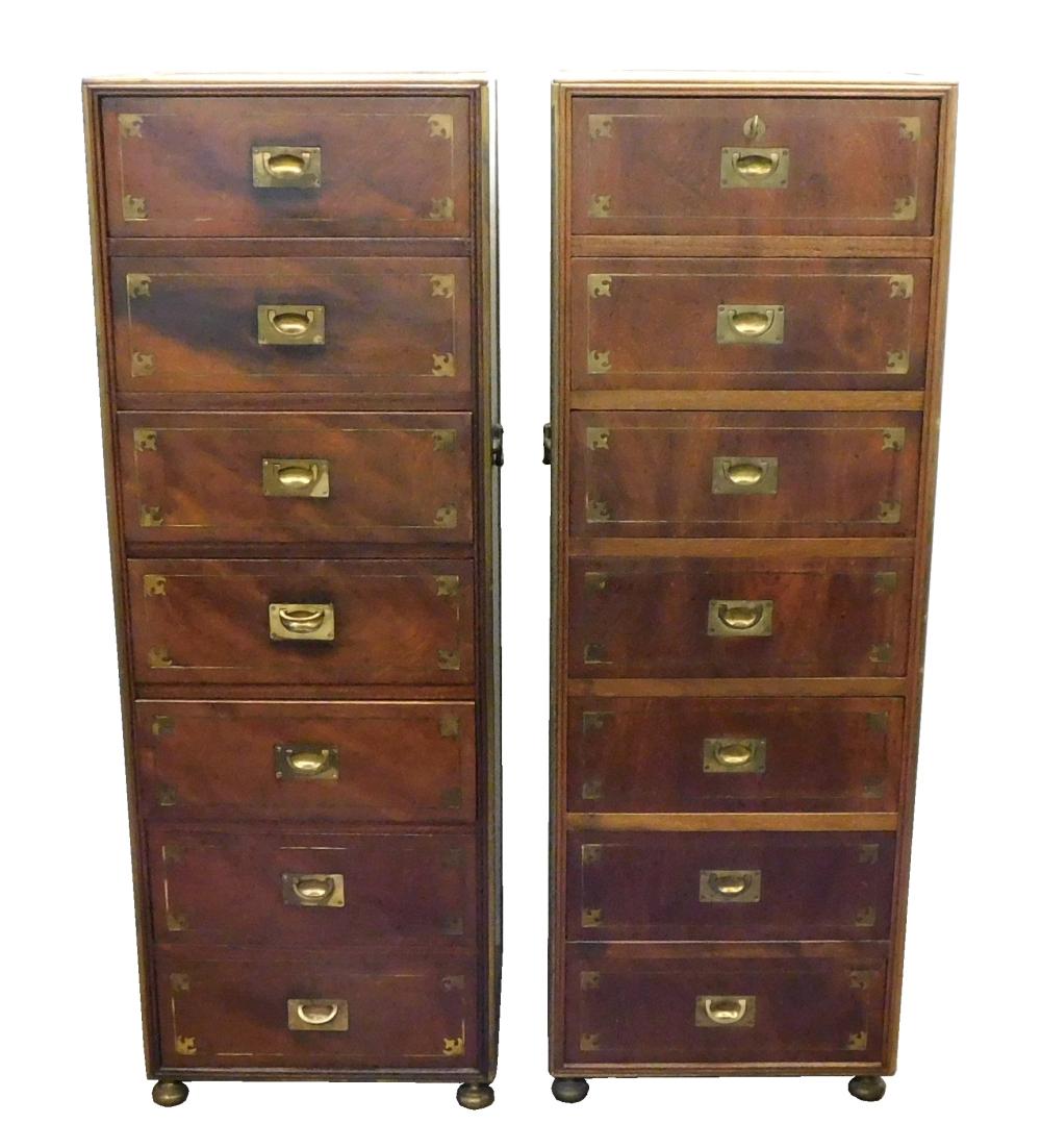 Appraisal: Pair of Italian semainier chests th C mahogany finish with