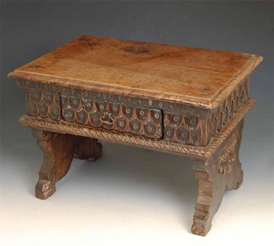 Appraisal: An early th century Italian walnut stool with a moulded