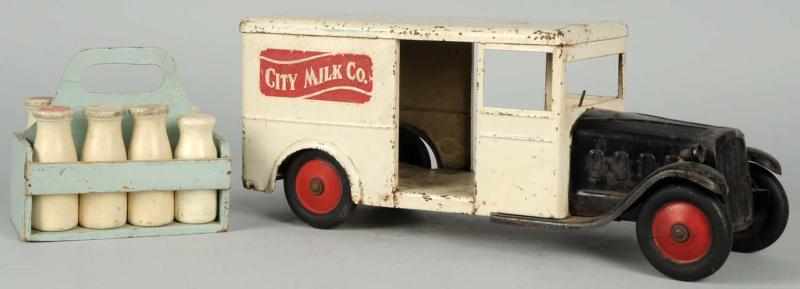 Appraisal: Pressed Steel Steelcraft City Milk Co Truck Toy Battery-operated headlights