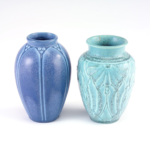 Appraisal: ROOKWOOD Two small Production vases one embossed with an Art