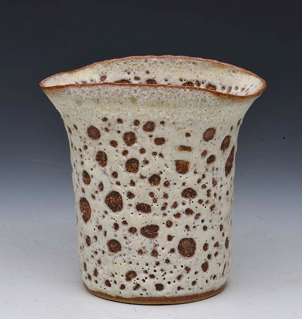 Appraisal: Deidre Burnett British b Vase flared rim speckled white glazeimpressed