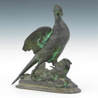 Appraisal: After Paul Comolera Grouse with Chicks Cast spelter with applied