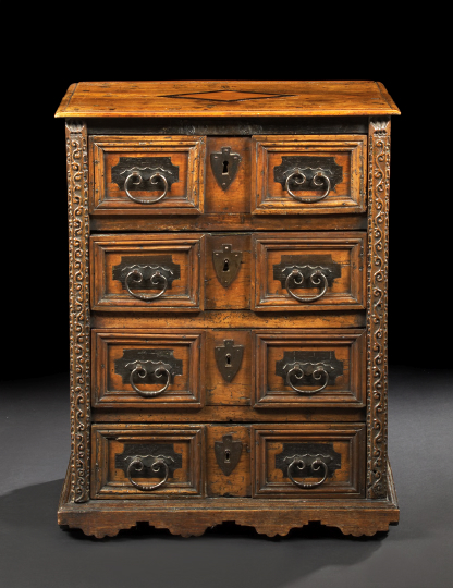 Appraisal: Italian Carved Walnut Chest late th century the rectangular top