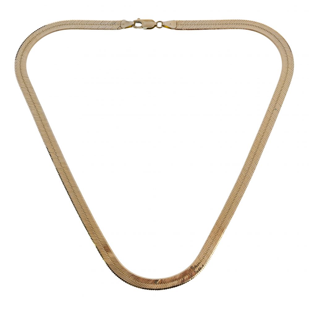 Appraisal: K YELLOW GOLD NECKLACE mm wide chain having herringbone pattern