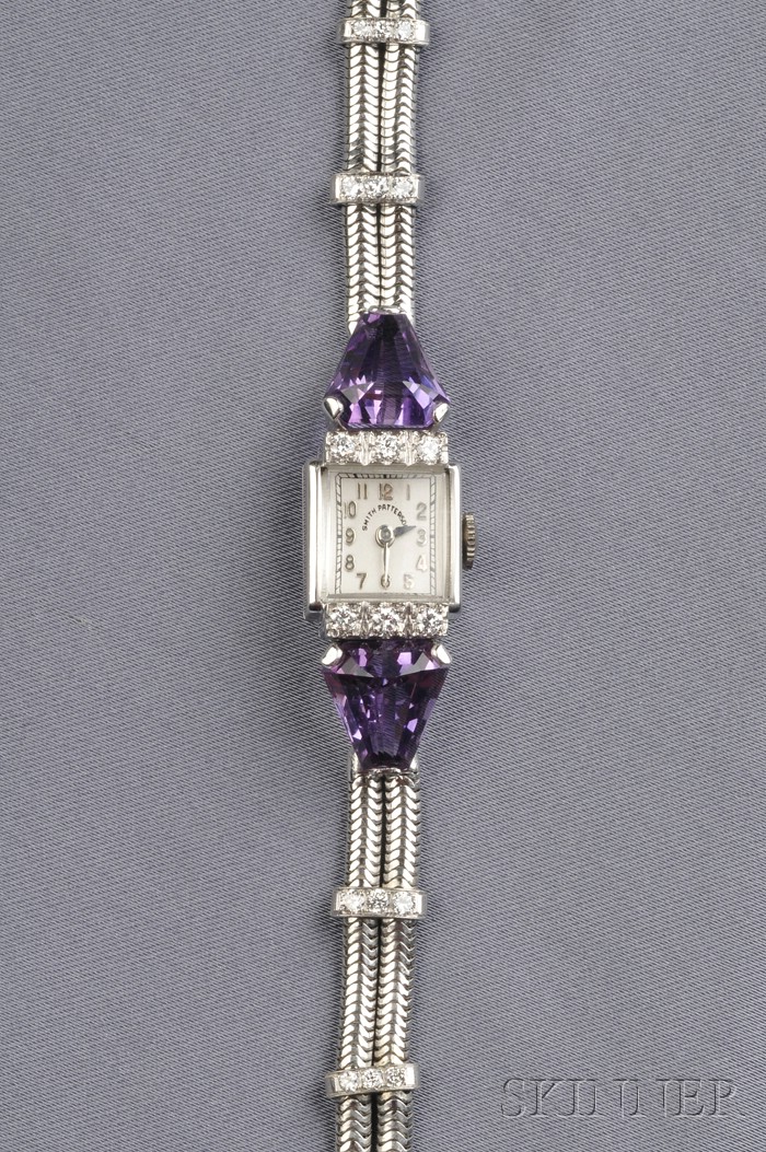 Appraisal: Lady's Platinum Amethyst and Diamond Wristwatch retailed by Smith Patterson