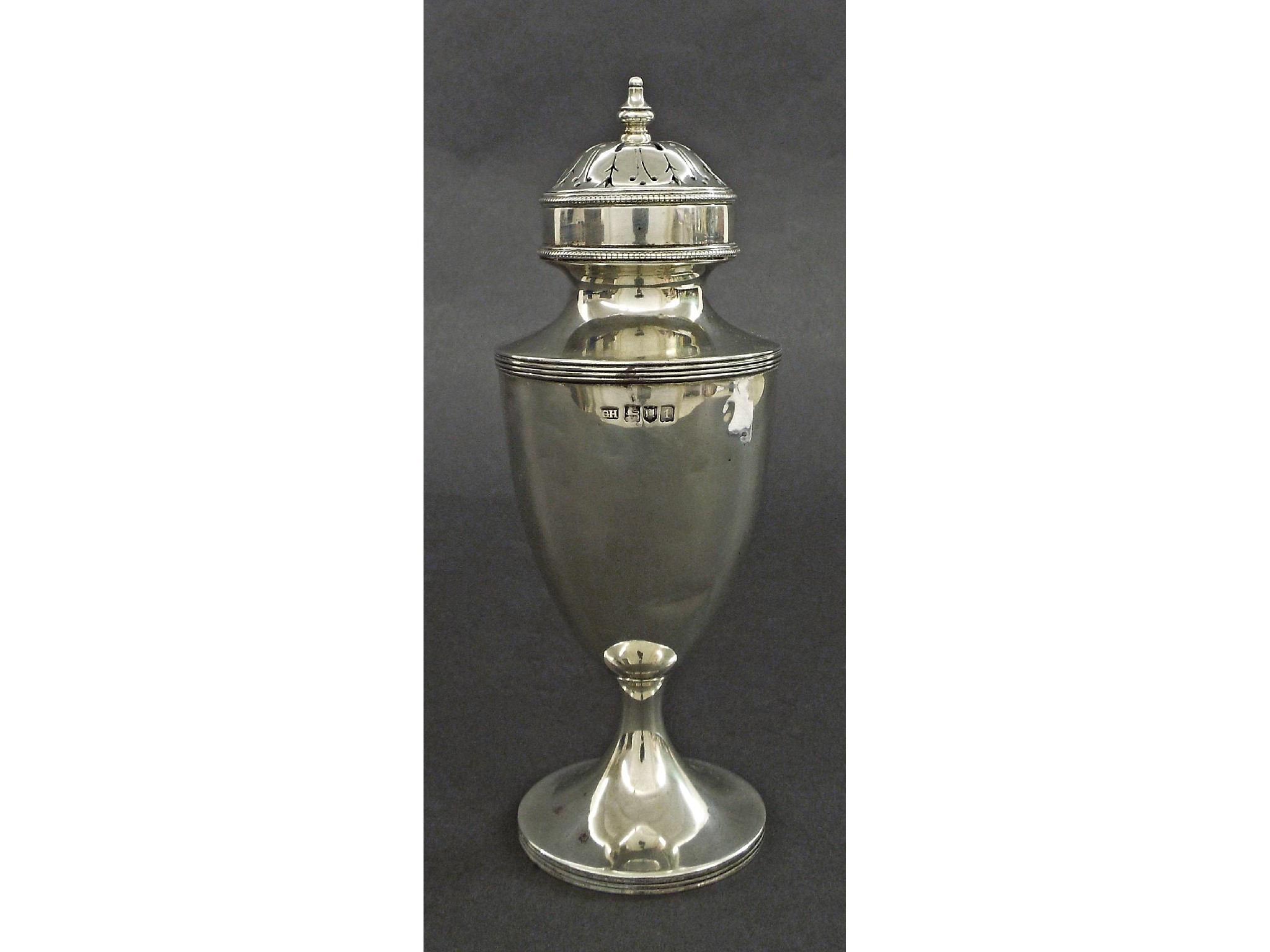 Appraisal: Regency style silver baluster sifter maker Harrison Brothers Howson London