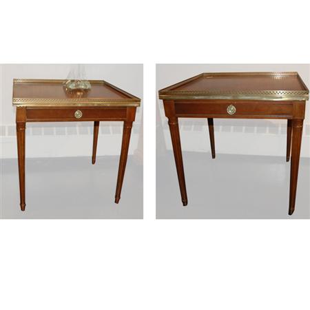 Appraisal: Pair of Louis XVI Style Mahogany Side Tables Estimate -