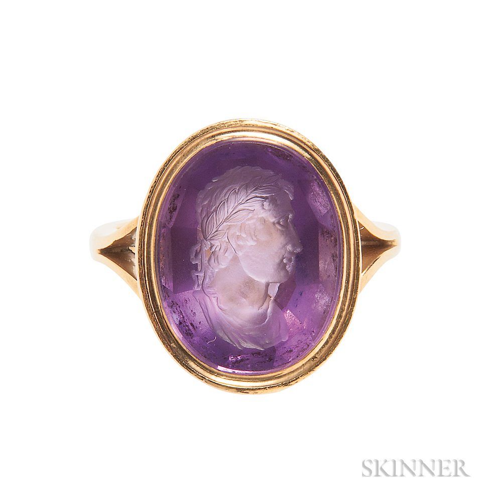 Appraisal: Antique kt Gold and Amethyst Intaglio Ring Antique kt Gold