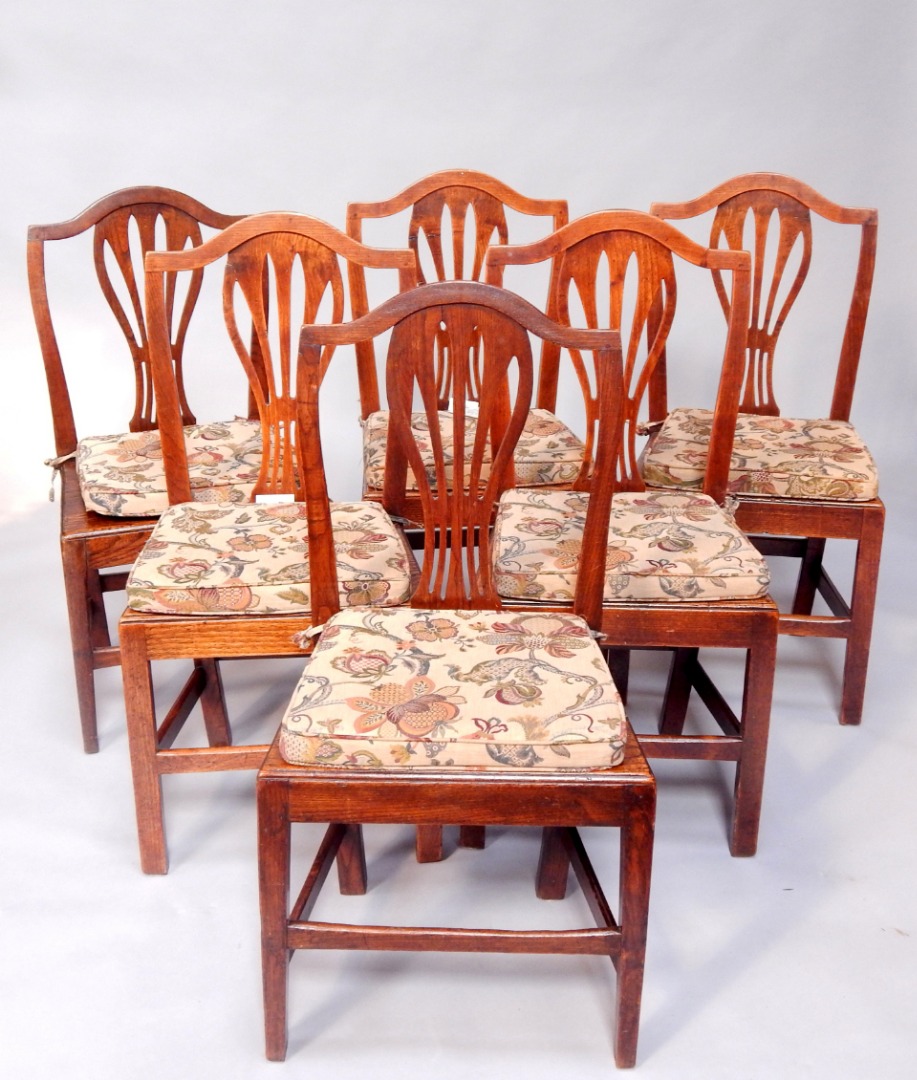 Appraisal: A set of six George III oak single dining chairs