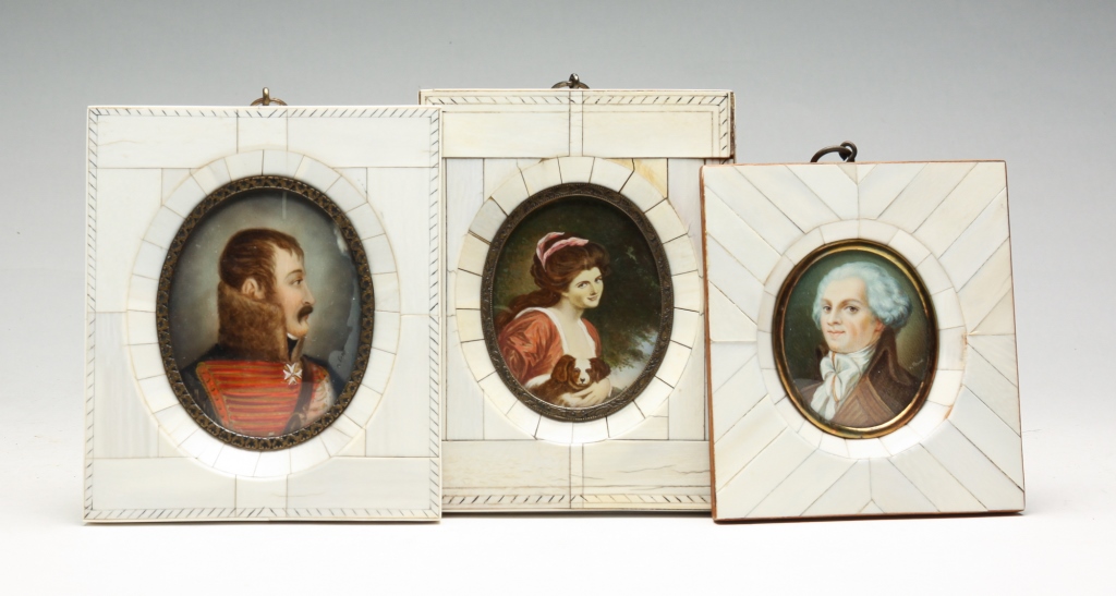 Appraisal: FIVE EUROPEAN MINIATURE PORTRAITS Late th - early th century