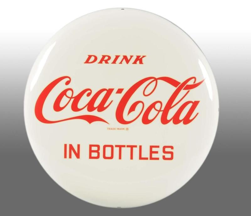 Appraisal: Aluminum Coca-Cola Button with In Bottles Decal Description s to