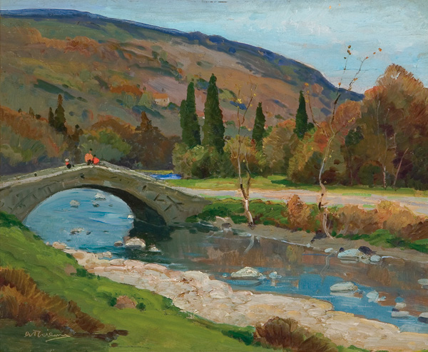 Appraisal: THIEME ANTHONY American - Bridge over a Creek oil on