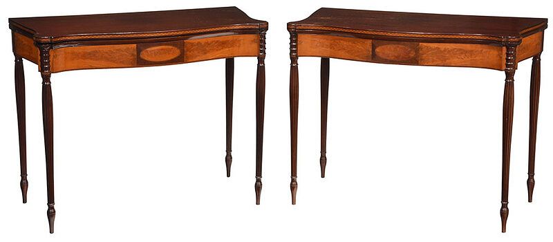 Appraisal: Pair American Federal Flame Birch Card Tables New England -