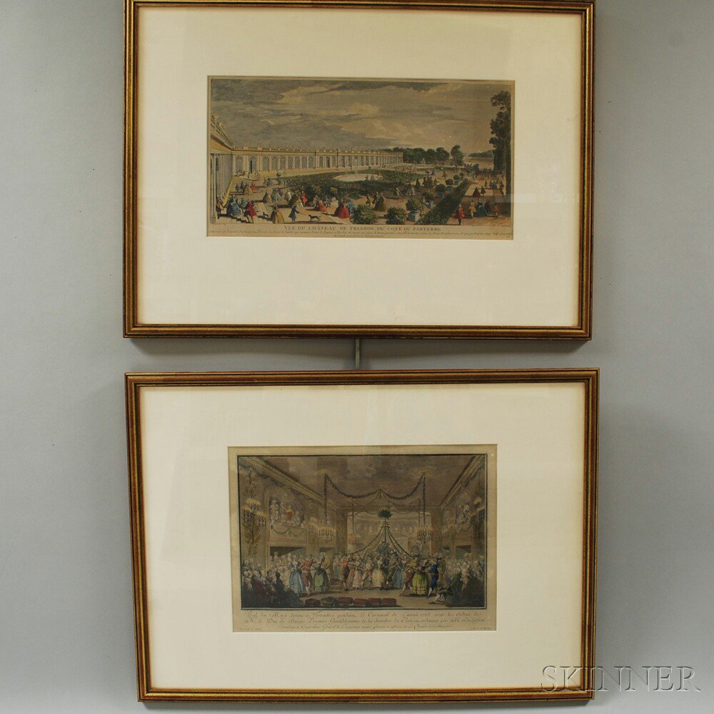 Appraisal: Four Framed Hand-colored Engravings France th th century titled Vue