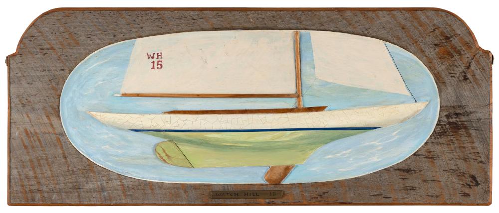 Appraisal: CARVED AND PAINTED PLAQUE OF THE WATCH HILL SAILBOAT TH