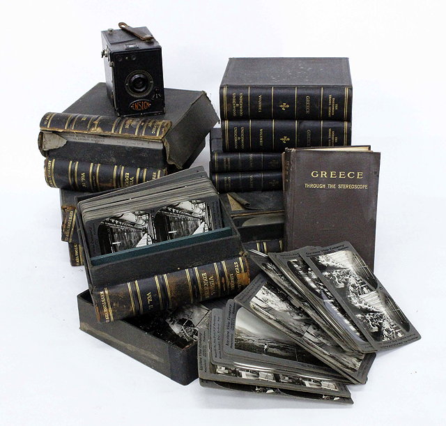 Appraisal: A LARGE SELECTION OF STEREOSCOPE CARDS all in full leather