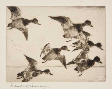 Appraisal: FRANK W BENSON Three etchings with drypoint High-Flying Ducks Edition