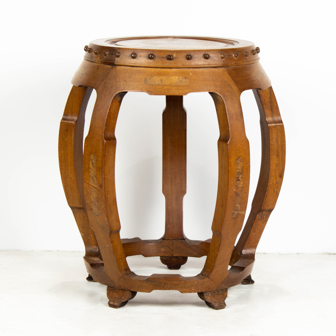 Appraisal: CHINESE HARDWOOD DRUM-FORM GARDEN SEAT Chinese hardwood drum-form garden seat