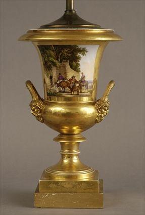 Appraisal: Paris Porcelain Gilt and Polychrome Decorated Vase Mounted as a