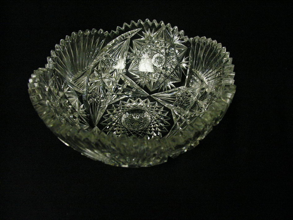 Appraisal: ABP CUT GLASS BOWL point Hobstar base Nice cutting Fan