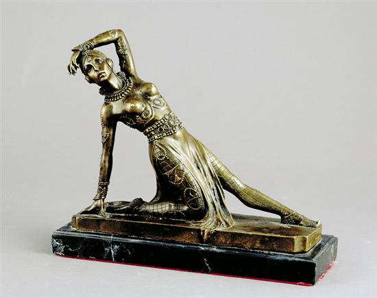 Appraisal: French th century DANCERbronze with dark brown patina on slate