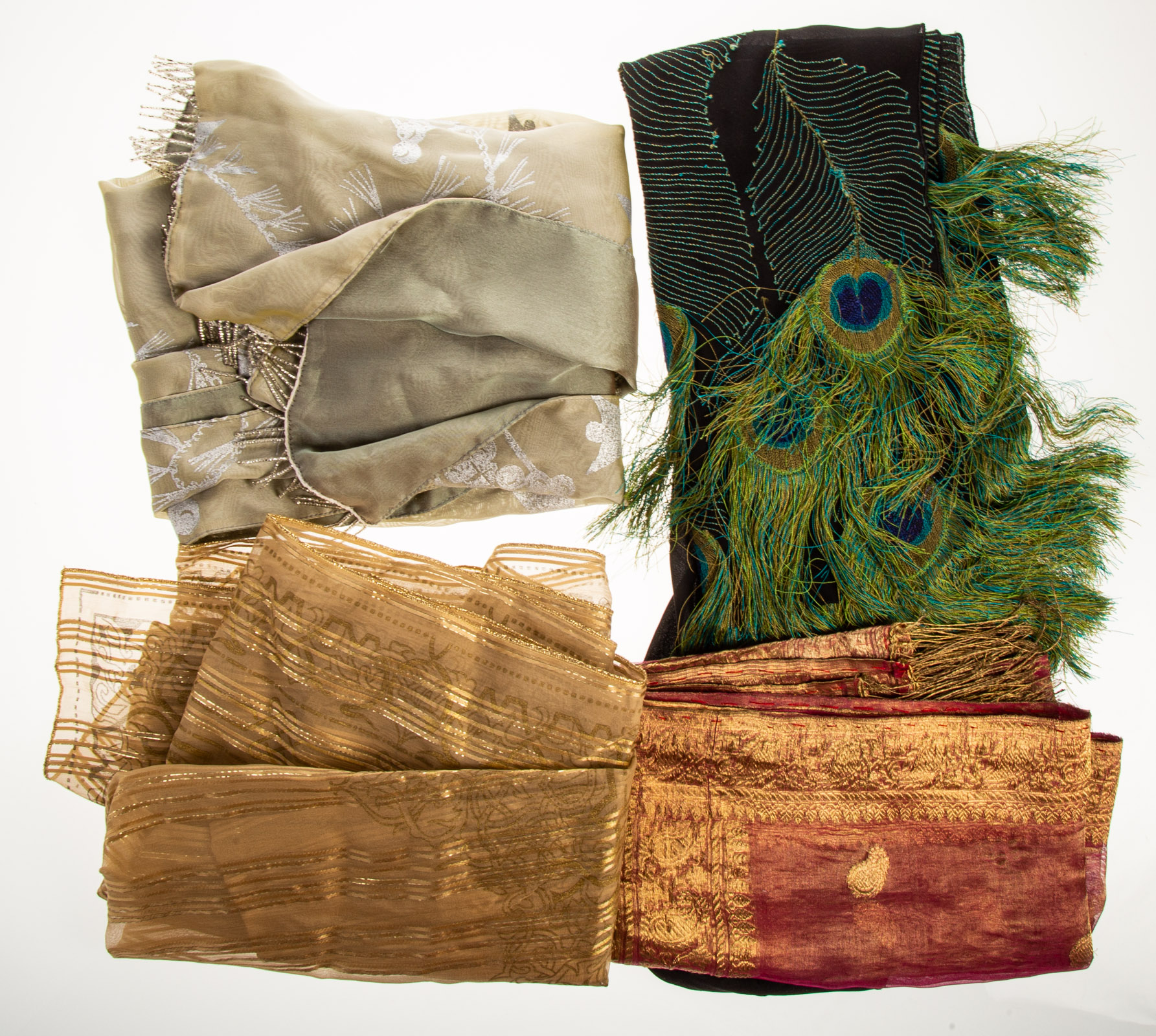 Appraisal: COLLECTION OF EXOTIC SCARVES With various decorations such as beads