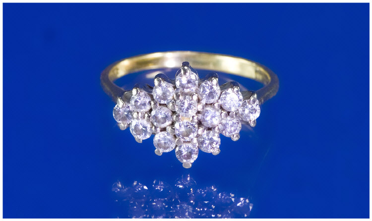 Appraisal: ct Gold Diamond Cluster Ring Round Brilliant Cut Diamonds Claw