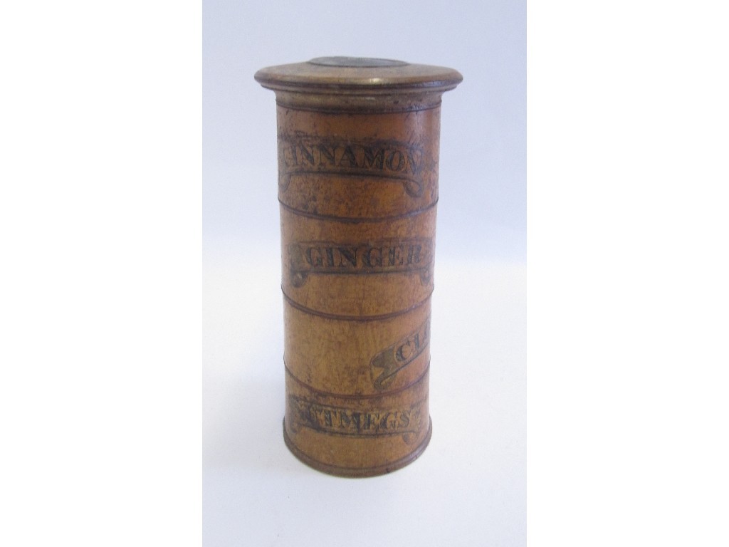 Appraisal: Wooden four tier spice box for cinamon ginger cloves and