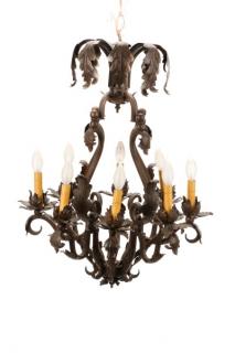 Appraisal: Continental Wrought Iron Light Chandelier Continental likely Italian th century