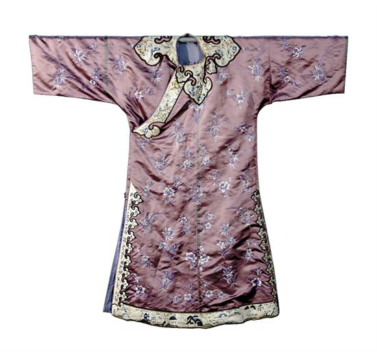 Appraisal: Chinese embroidered silk robe early th century applied border with