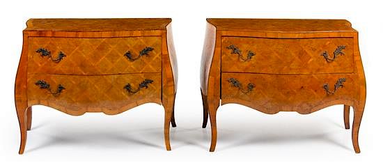 Appraisal: A Pair of Italian Parquetry Commodes Height x width x