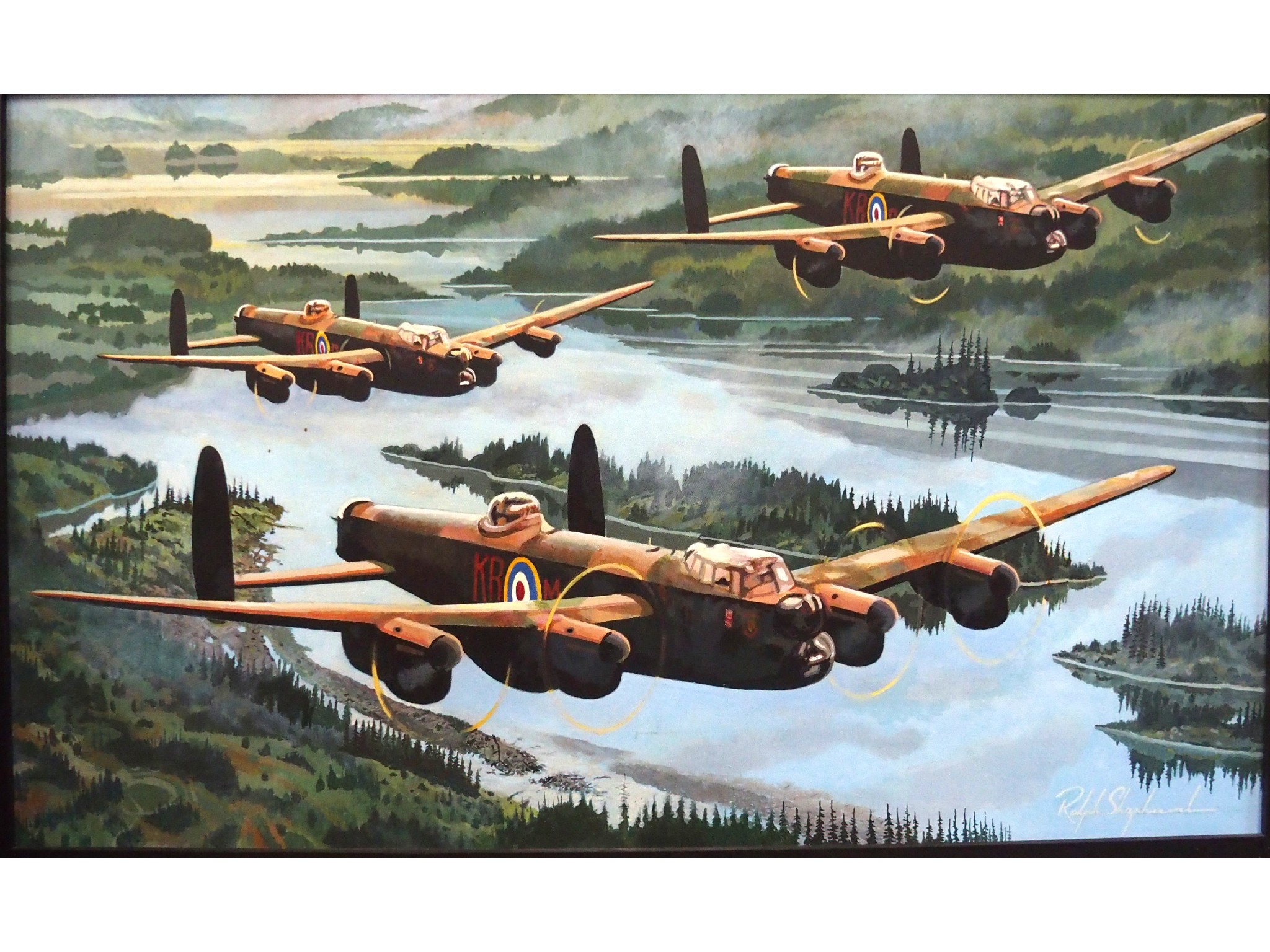 Appraisal: RALPH SHEPHARD Lancaster Bombers signed acrylic on canvas