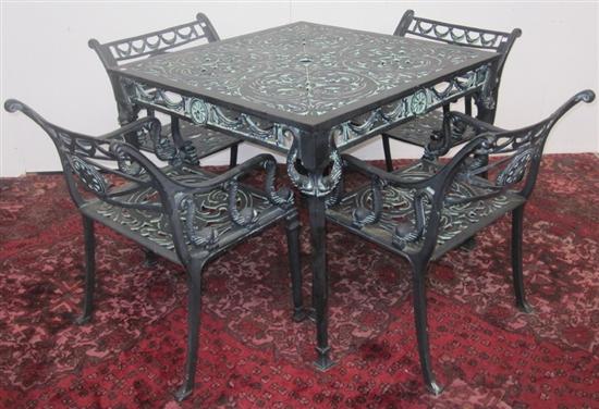 Appraisal: GARDEN SET A cast aluminum five piece table and chair