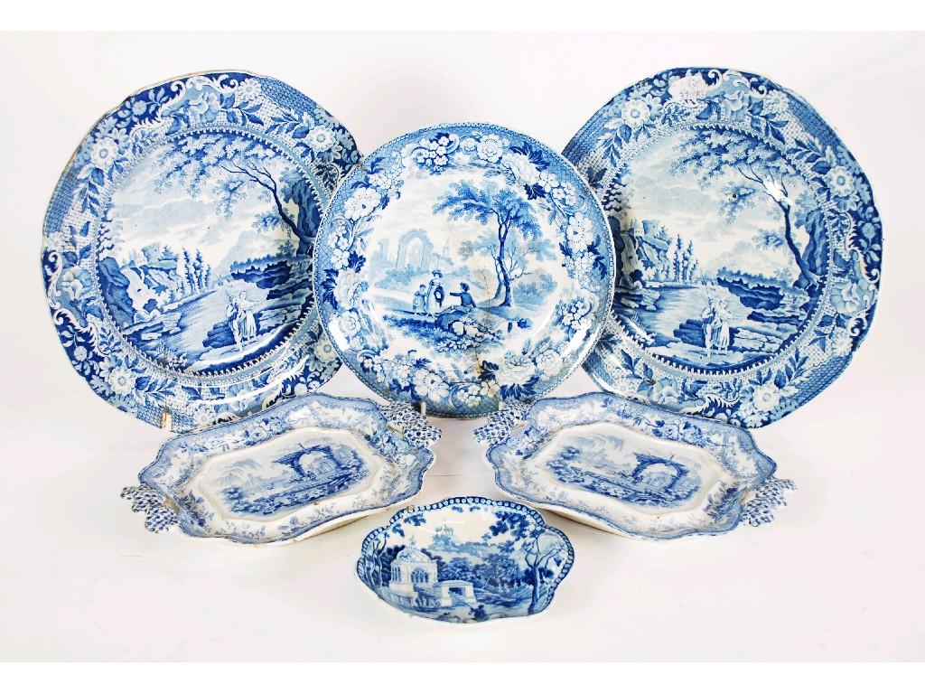 Appraisal: PAIR OF NINETEENTH CENTURY BLUE AND WHITE PEARLWARE PLATES 'CASTLE