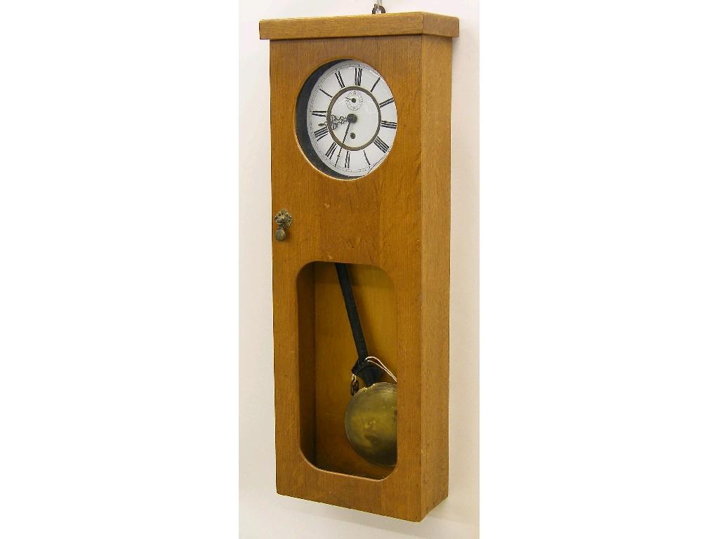 Appraisal: Oak three train mantel clock the Junghans movement striking on