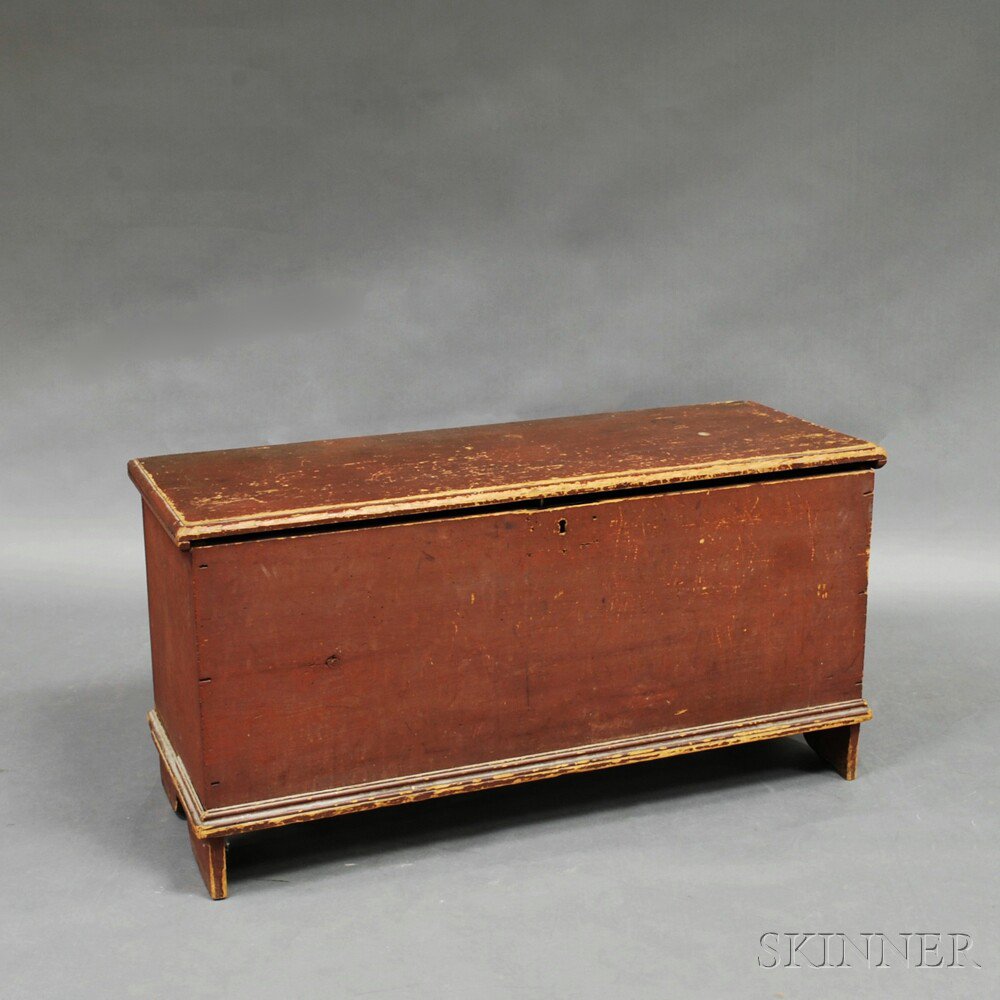 Appraisal: Red-painted Blanket Chest New England late th century imperfections ht