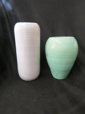 Appraisal: pcs Cole North Caroliona Art Pottery green ivory vase excellent