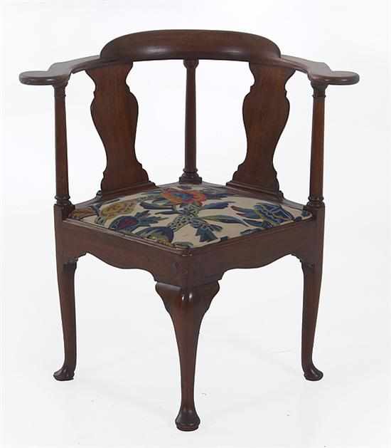 Appraisal: George III style walnut round-about chair early th century shaped