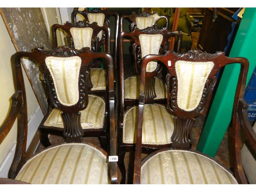 Appraisal: A set of six Edwardian mahogany parlour room chairs with